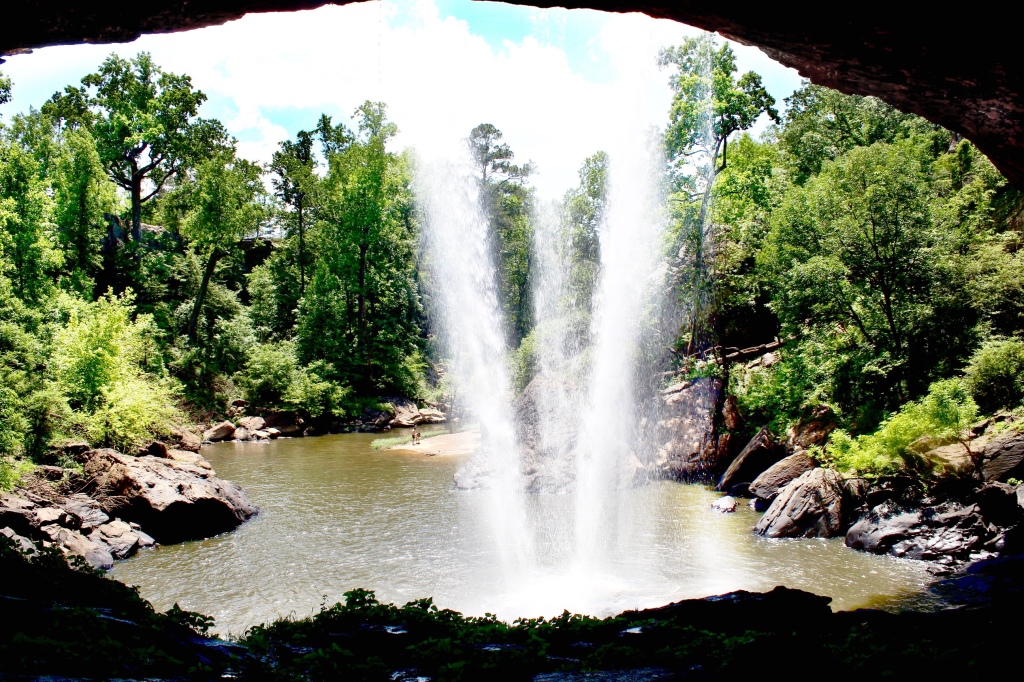 view from behind Noccalula Falls, place in Alabama
