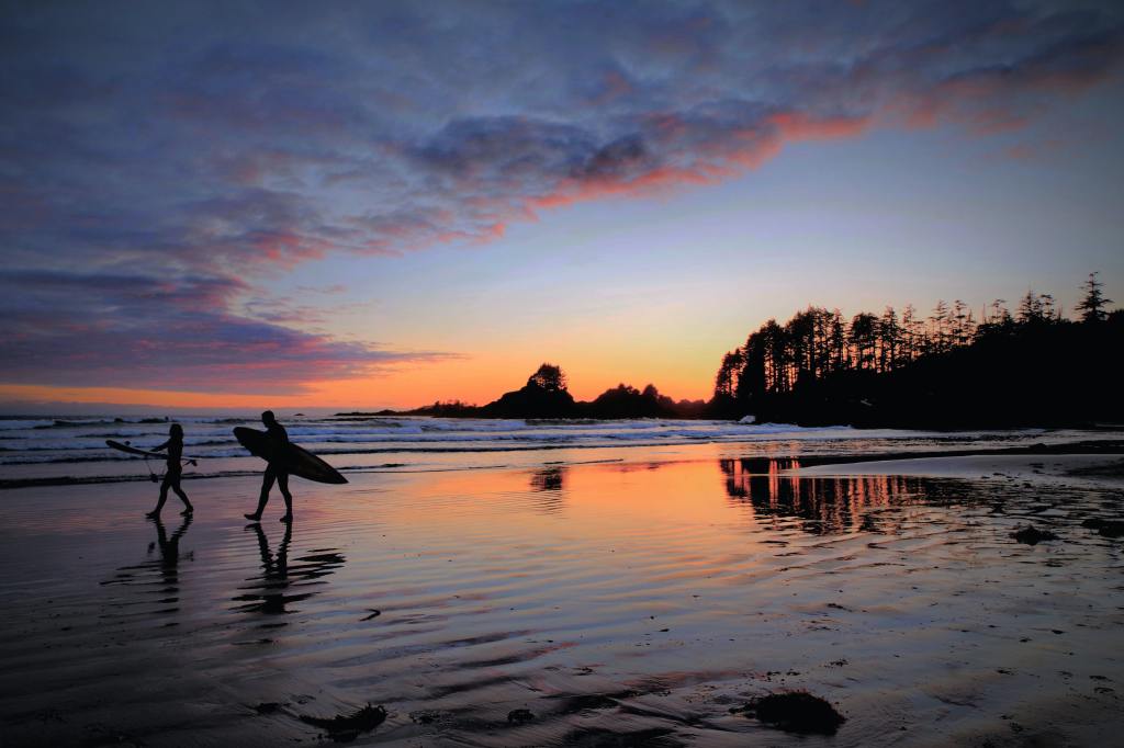 sunset on a beach near Tofino, Vancouver Island, British Columbia